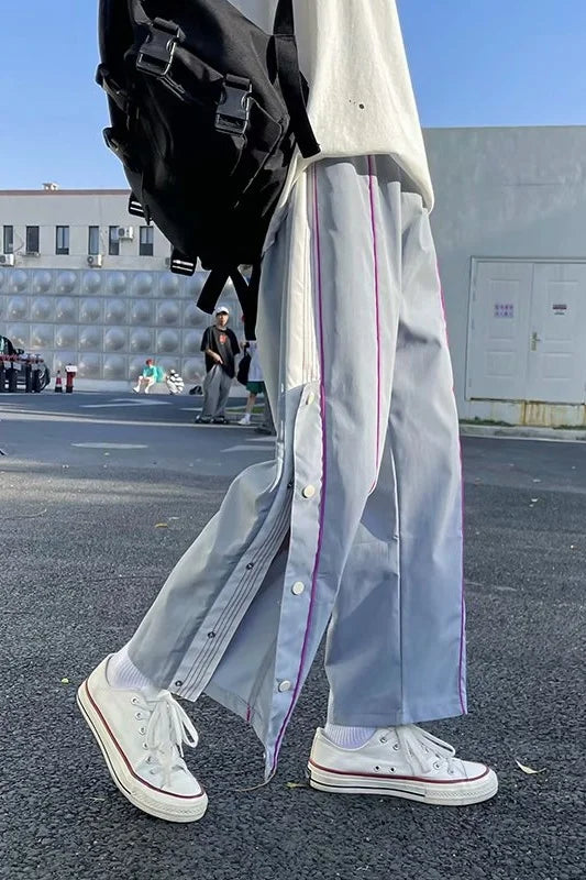 saferido Wide leg pants men's couple korean loose straight tube drop summer breasted pants streetwear joggers sport pantalon homme Sale