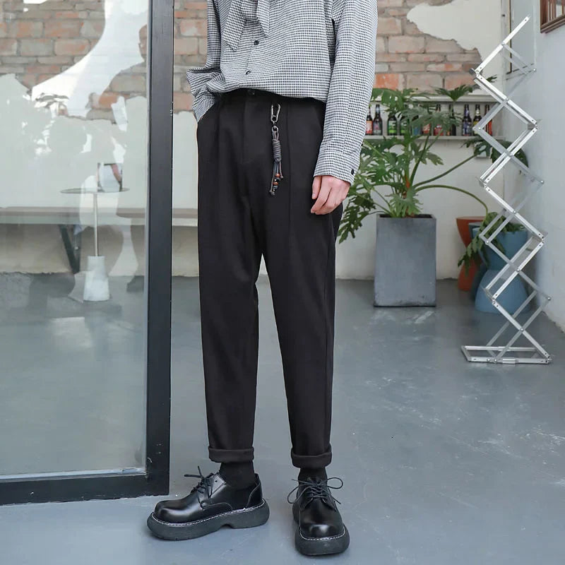 saferido Winter Men's Thicken Wool Pants Slim Fit Casual Pants British High-quality Straight Pants Grey/brown/black Color Trousers