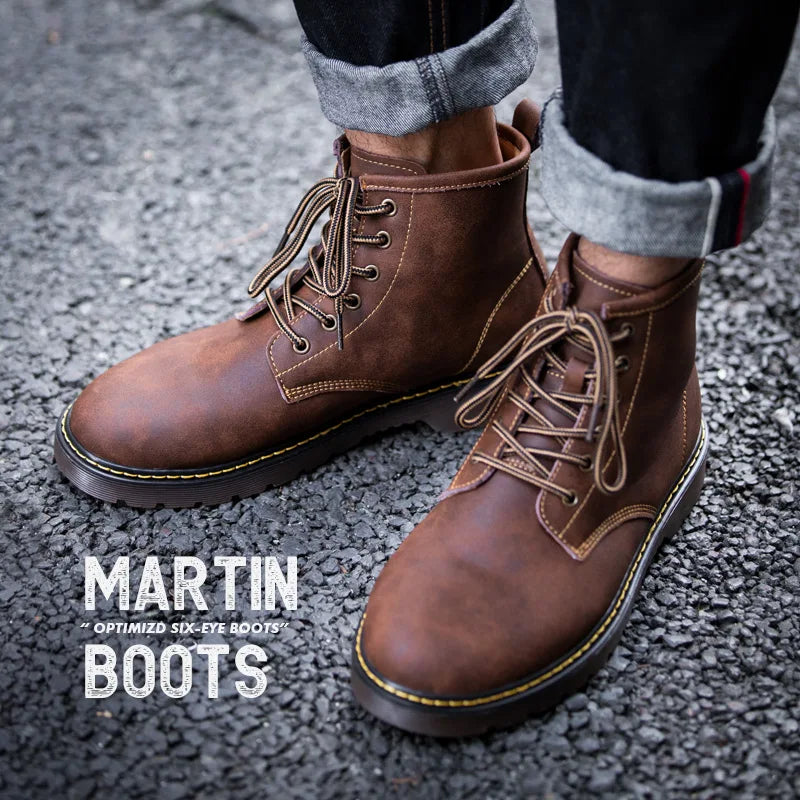 saferido Maden Vintage Men's Boots Genuine Leather Ankle Boots Autumn Winter Warm Fashion Shoes British Style Brand Outdoor Safety Shoes