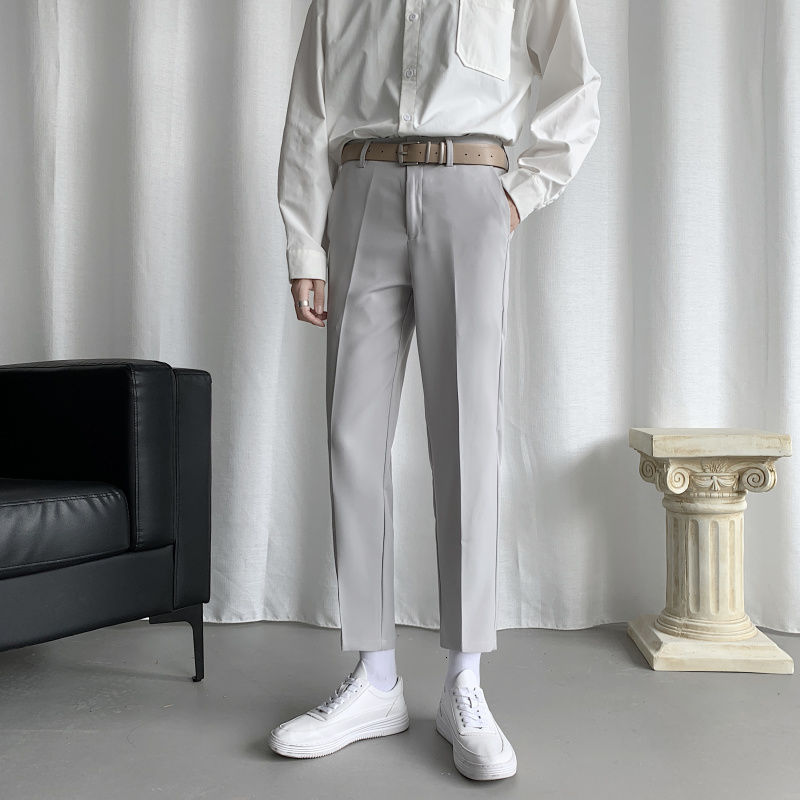 Korean Style Suit Pants Men Slim Fashion Solid Color Business Society Dress Pants Men Straight Pants Men Soffice Formal Trousers