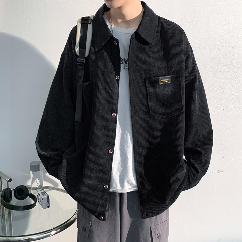 saferido Men's shirt casual Korean ruffian handsome corduroy jacket trend Harajuku all-match Hong Kong style autumn long-sleeved shirt