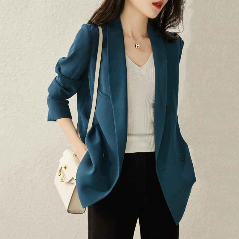 spring new Popular style fashion Korean version simple commuter temperament suit collar acetic acid vertical suit jacket tide