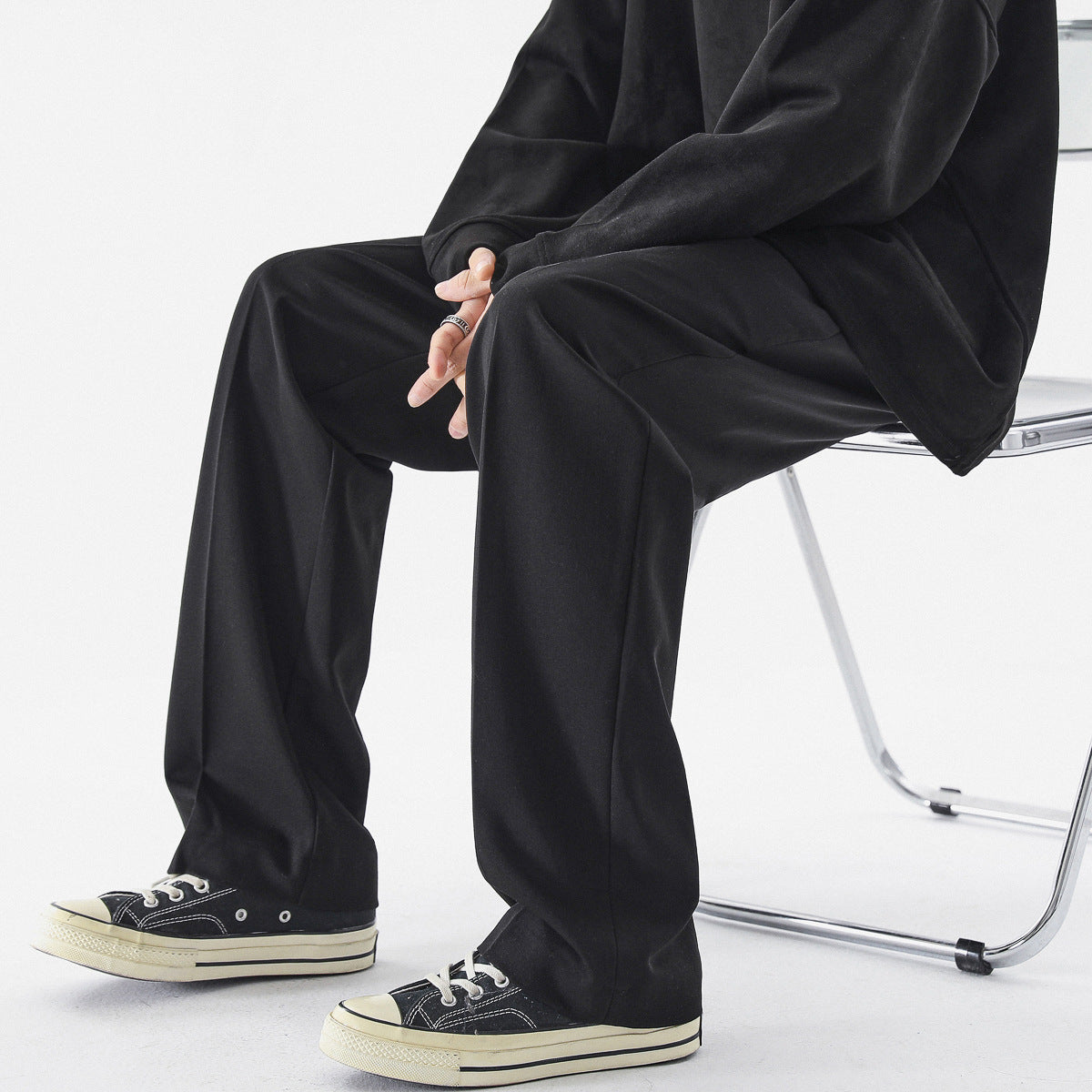 saferido -shop black men fashion urban Italian Style Naples Suit Pants Draping High-Grade Suit Pants Ruan Handsome Loose Straight Casual Pants