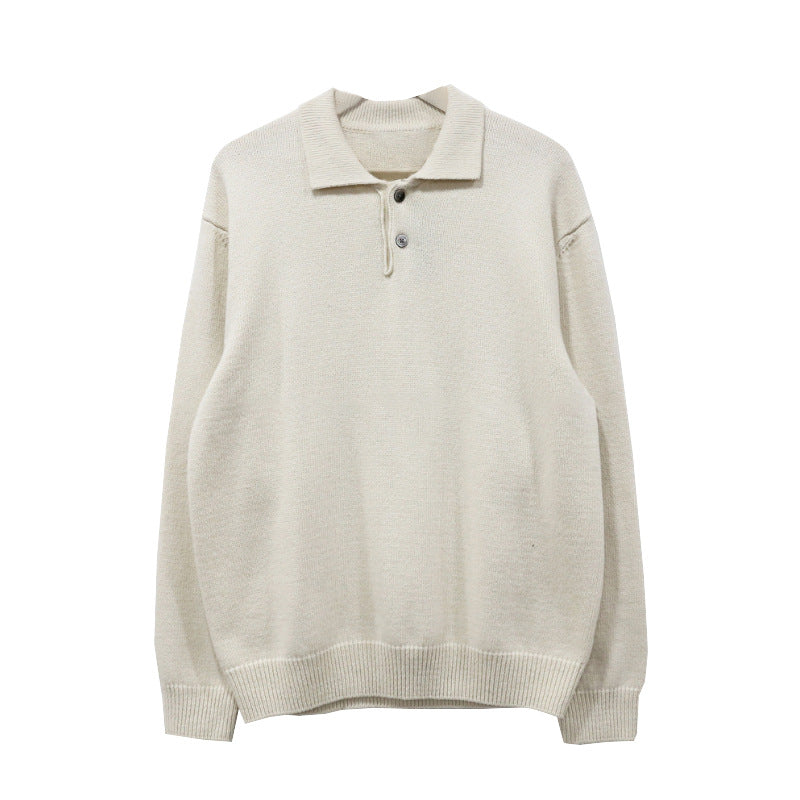 saferido -shop mens fall fashion Asclo Trendy New Dongdaemun Men's Lapel Sweater Men's Designer Polo Collar Skin-Friendly Loose Autumn