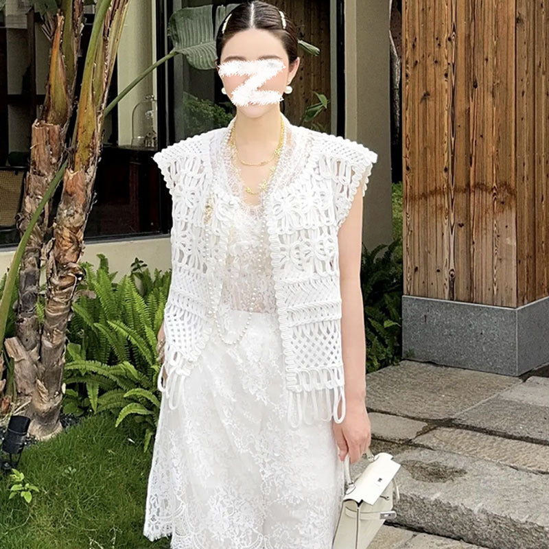 New Chinese style new Guofeng heavy industry lace design temperament long sleeve hollow v neck thin top N3027