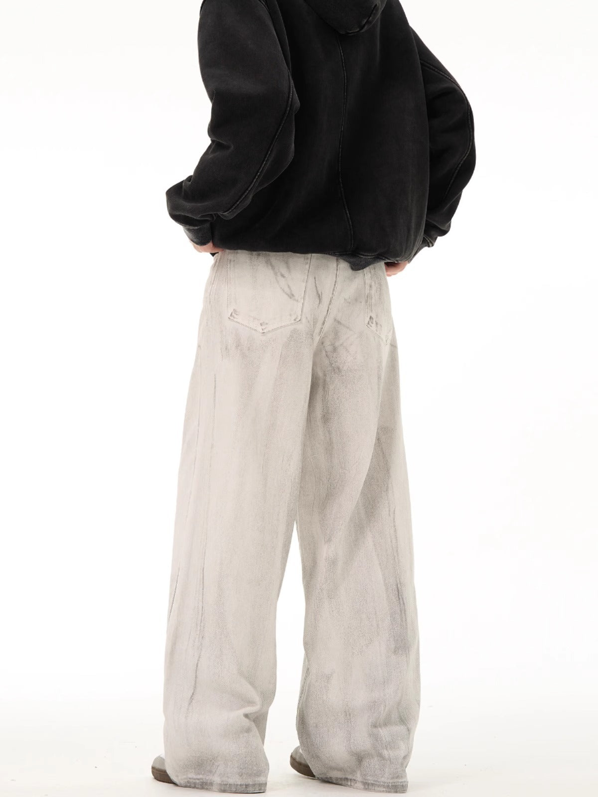 National trend washed distressed drape jeans for men spring and autumn new niche retro original design pants