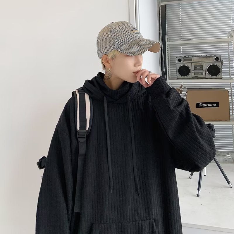saferido mens winter fashion Turtleneck Hooded Sweater Men's Spring and Autumn Lazy Style Sweater Oversize Men's Coat