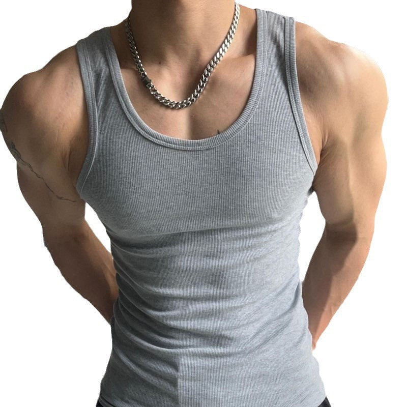 saferido -shop mens haircut Summer Men's Cotton Thread Vest Casual Sports Base Men's Sleeveless Fitness T-shirt Stretch Muscle Vest