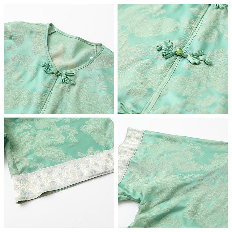 spring new Chinese style printed shirt retro celebrity temperament light luxury loose top M5007