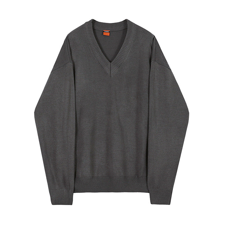 saferido fall outfit men Loose V-neck Sweater Men's Autumn and Winter Sweater Korean Style Thickened Lazy Style Bottoming Shirt Sweater Sweater with Chicken Collar