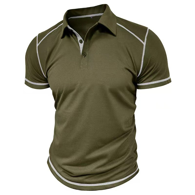 Summer Men's Lapel Polo Clothes Contrast Color Polo Shirt European and American T-shirts for Men