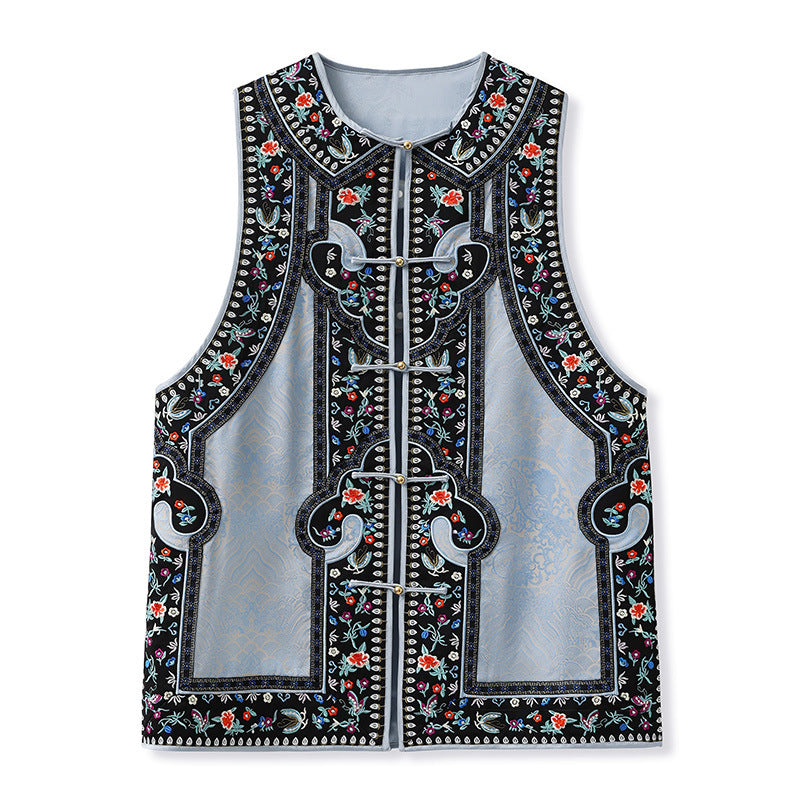temperament national style new Chinese high-end unique high-end design sense light luxury retro vest jacket women M7088
