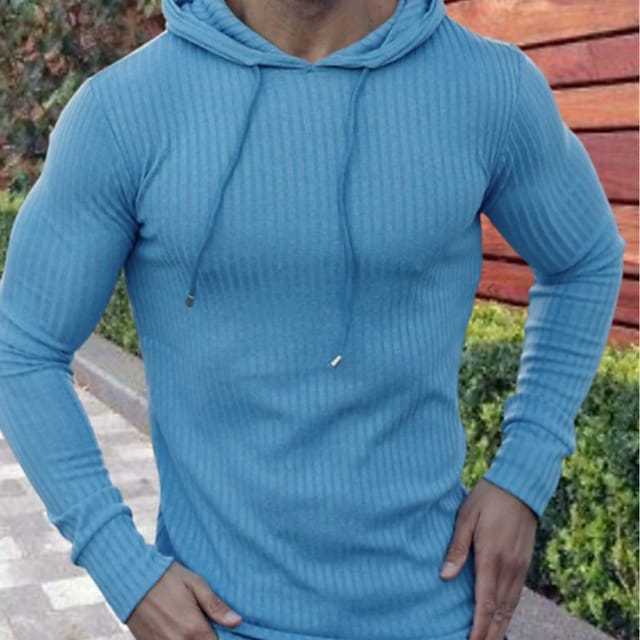 saferido -shop mens clothing styles Men's Muscle Fitness Spring and Autumn Slim Training Clothes Knitted Long-Sleeved Hoodie Pullover Jacket