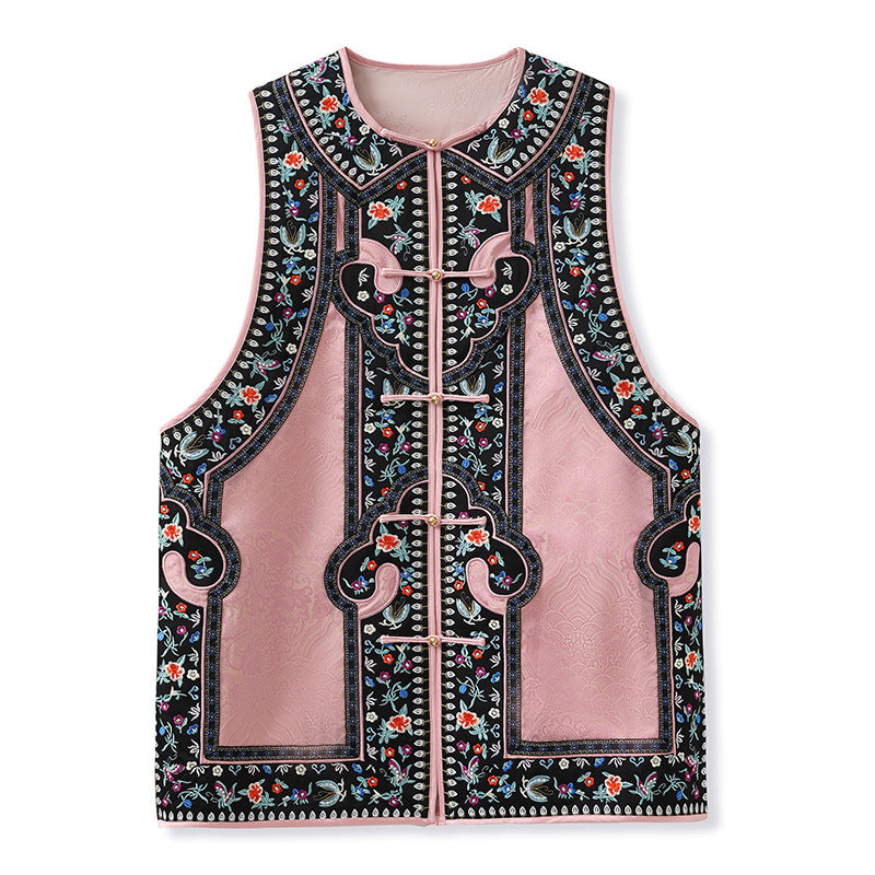 temperament national style new Chinese high-end unique high-end design sense light luxury retro vest jacket women M7088