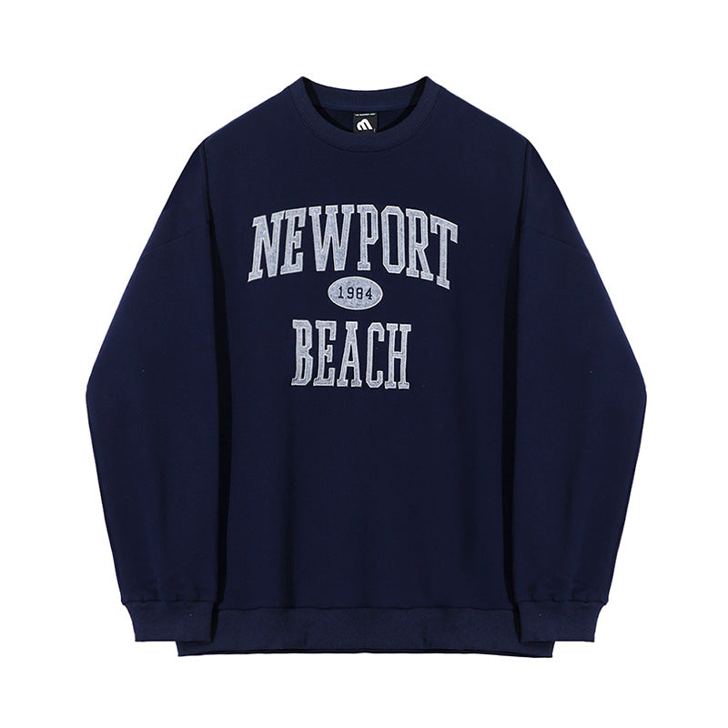 saferido -shop 90s fashion men Myq Letter Embroidered Sweater Men's Spring Korean Style Loose Trendy All-Match Cotton Pullover round Neck Long Sleeve Top