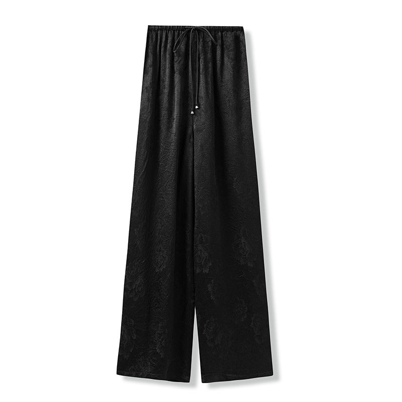 New new Chinese style light luxury simple solid color temperament casual pants loose and thin acetic acid trousers M5163