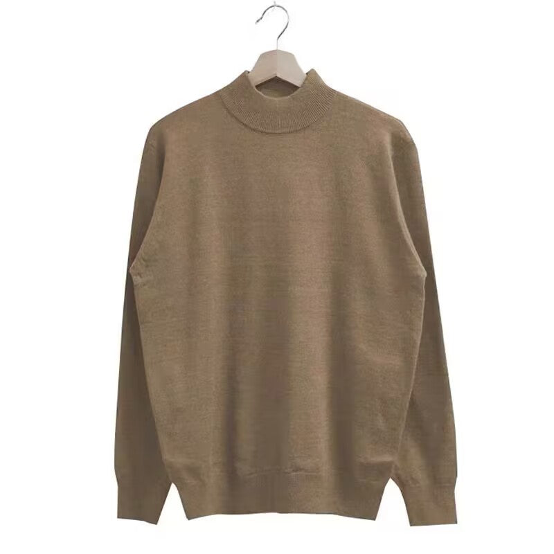 saferido -shop starboy outfit Autumn and Winter High-Grade Half Turtleneck Sweater Men's Korean-Style Loose Casual Solid Color Mid-Collar Knitted Bottoming Shirt Long Sleeve Inner Wear