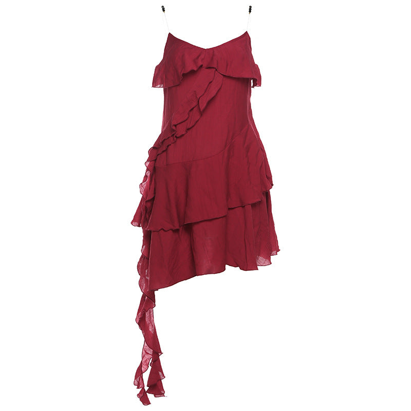 2025 style popular summer new women's clothing pure desire style design feeling waist and thin cake dress dress