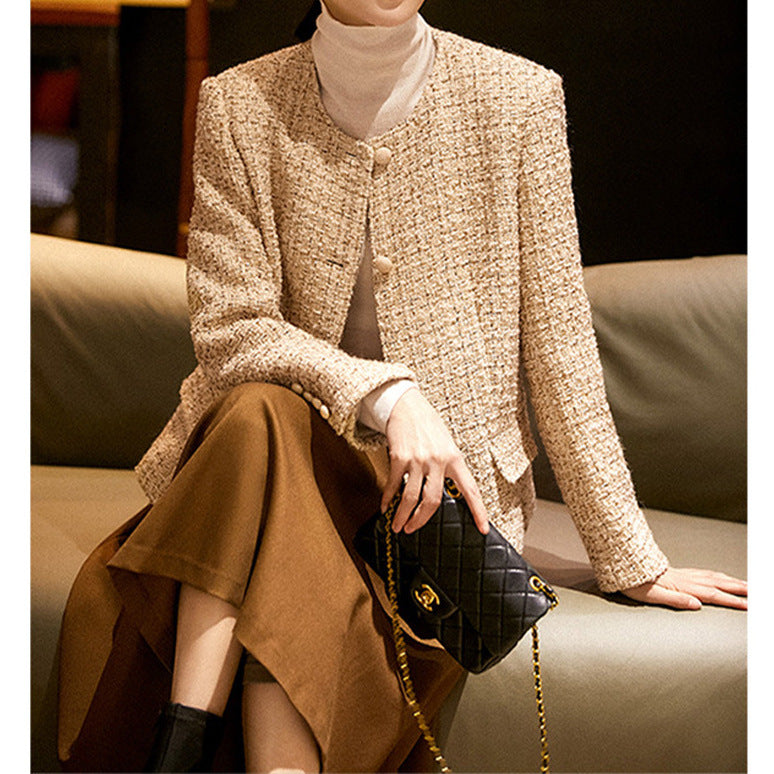 2025 Premium wool woven tweed, small fragrant jacket light luxury 2-color women's clothing spring short