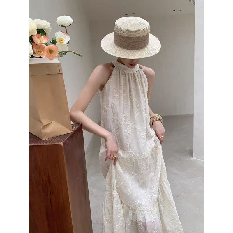 2025 early spring new sleeveless neck dress new Chinese style women's clothing summer seaside vacation dress