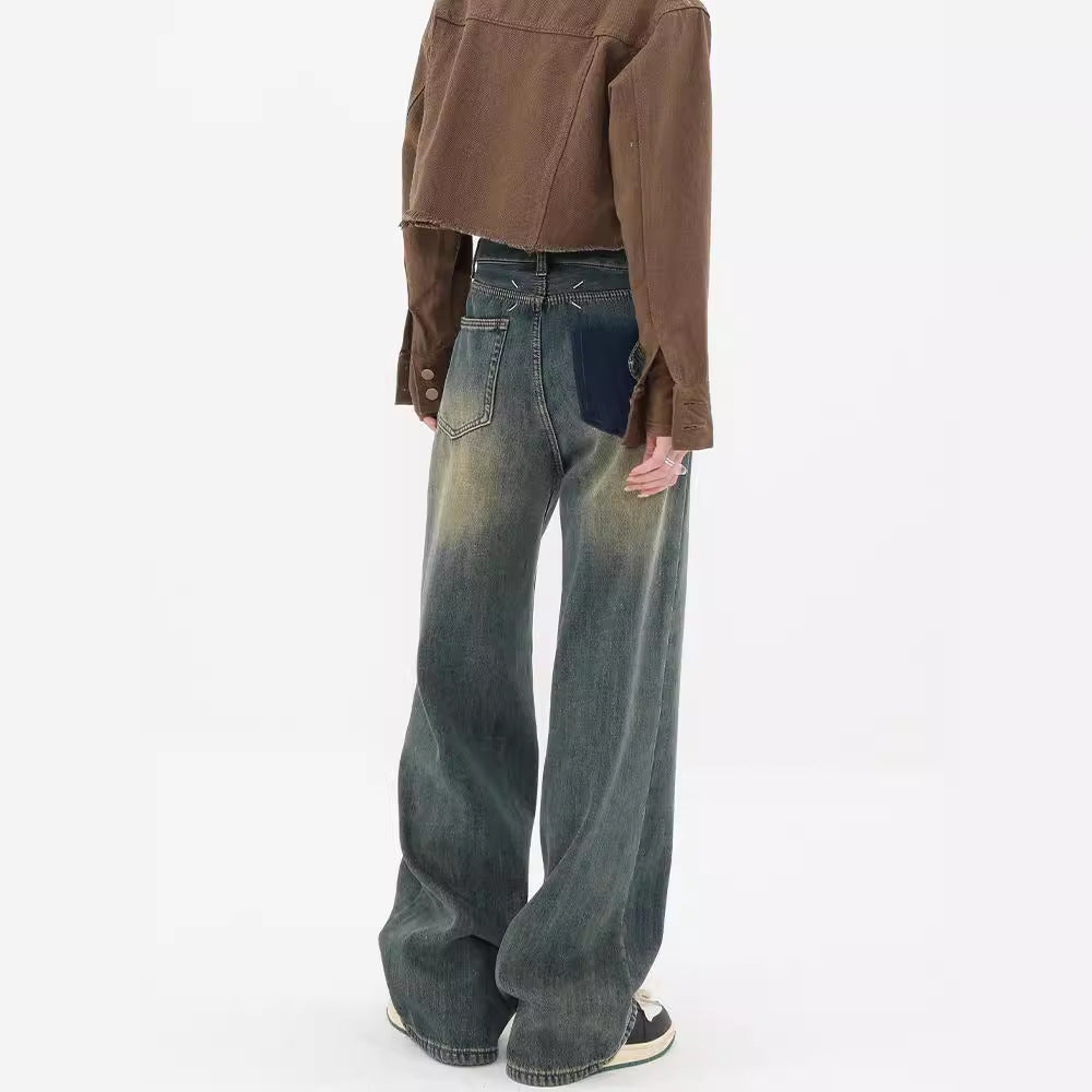 saferido -shop 90s streetwear Summer New Retro Washed Distressed Straight Jeans Women's High Waist Loose All-Match Wide-Leg Mopping Pants