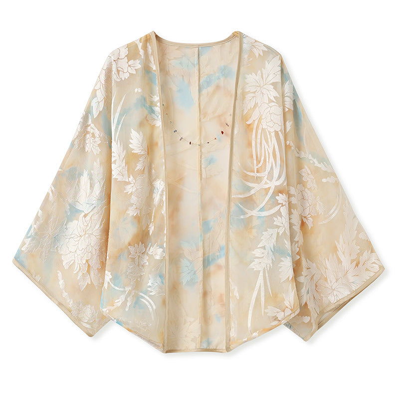 Summer New National Style Embroidery Versatile Thin Silk Jacket New Chinese Light Luxury Cardigan Shawl N4077