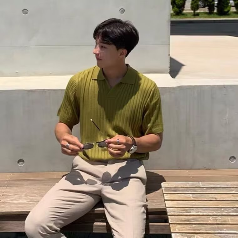 saferido -shop old money outfits men Summer New Ins Business Light Mature Style High Quality Casual Lapel Slim Sweater Men's Polo Short Sleeve Fashion