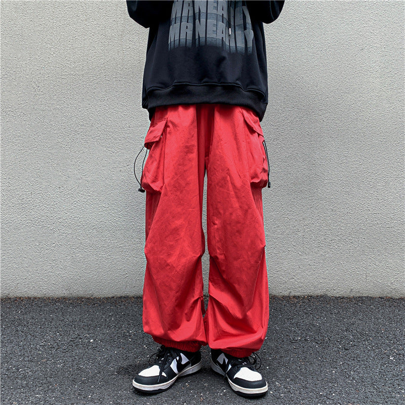 saferido boy outfits Multi-Pocket Workwear Casual Wide-Leg Pants Men's Spring and Autumn Hip Hop Ins Loose Straight Ankle-Length Pants