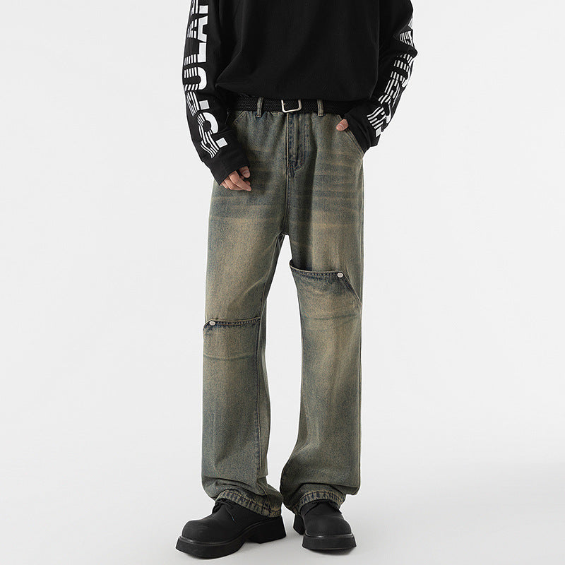 saferido -shop Autumn New Fashion All-Match Skinny Jeans Men's American Hiphop Washed Vintage Jeans Men