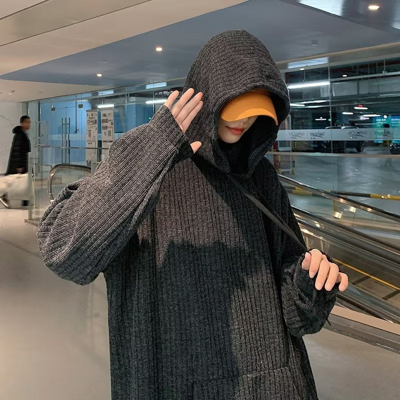 saferido mens winter fashion Turtleneck Hooded Sweater Men's Spring and Autumn Lazy Style Sweater Oversize Men's Coat