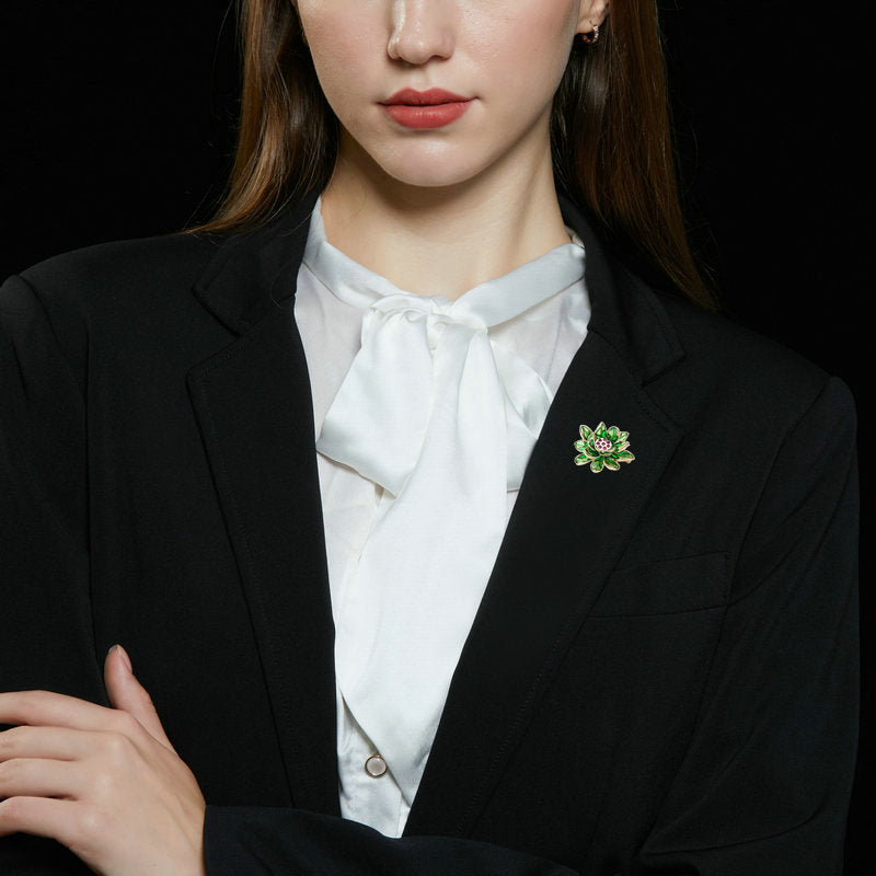 2025 Cardigan shawl fixed clothes silk scarf buckle dripping oil retro Chinese style cheongsam dress with lotus small brooch women