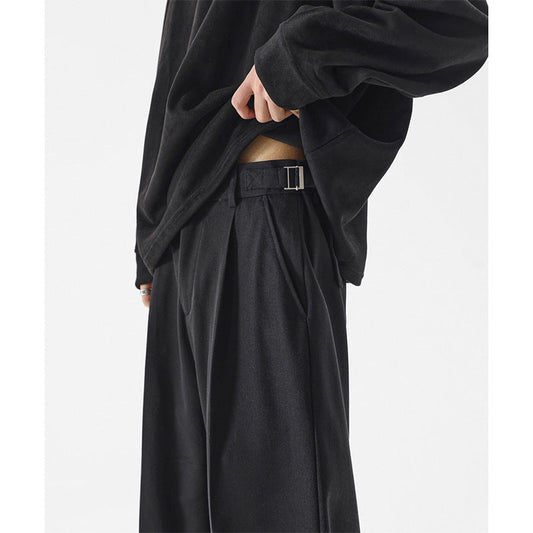 saferido      -shop black men fashion urban Italian Style Naples Suit Pants Draping High-Grade Suit Pants Ruan Handsome Loose Straight Casual Pants