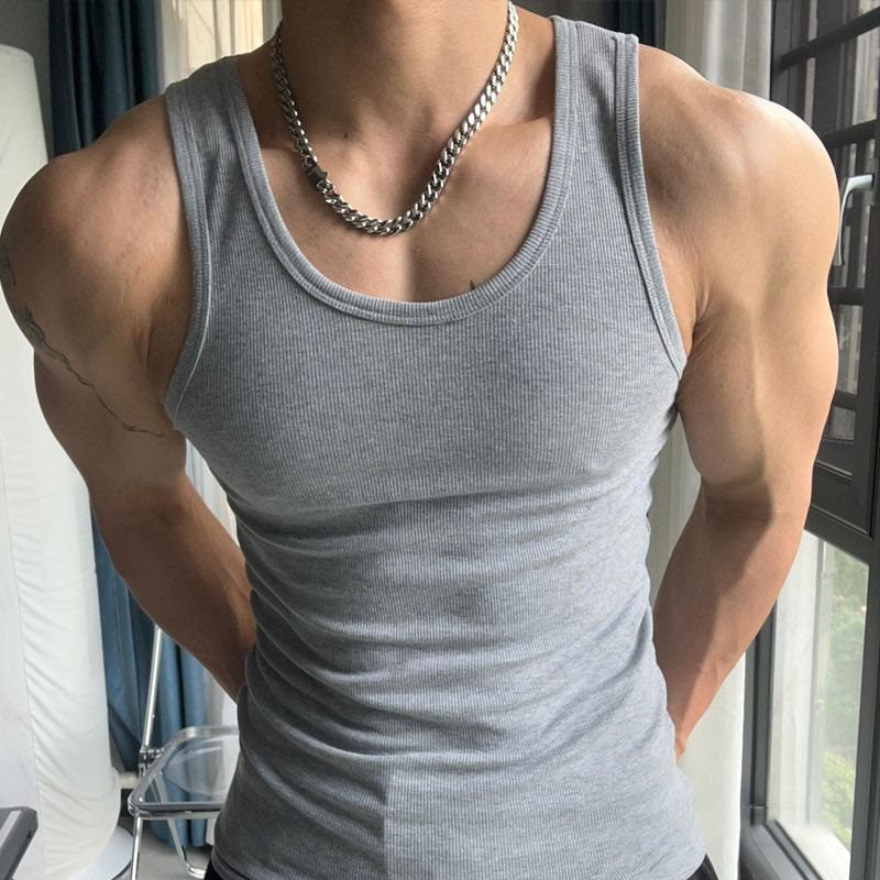 saferido -shop mens haircut Summer Men's Cotton Thread Vest Casual Sports Base Men's Sleeveless Fitness T-shirt Stretch Muscle Vest