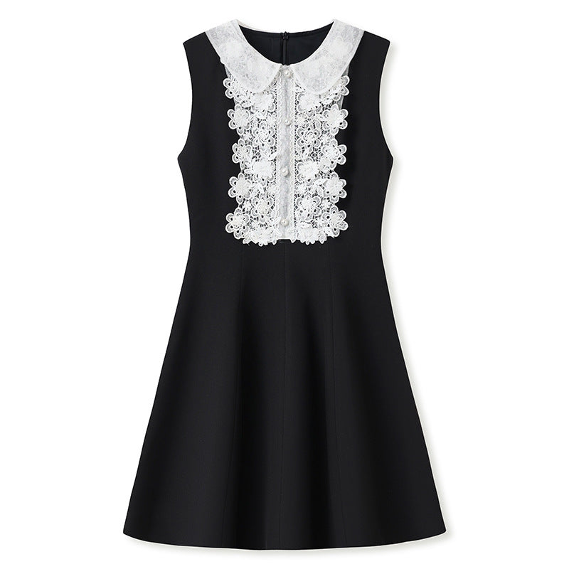 daughter Popular style fashion small black dress spring temperament sleeveless waist slim and thin dress women MZ020