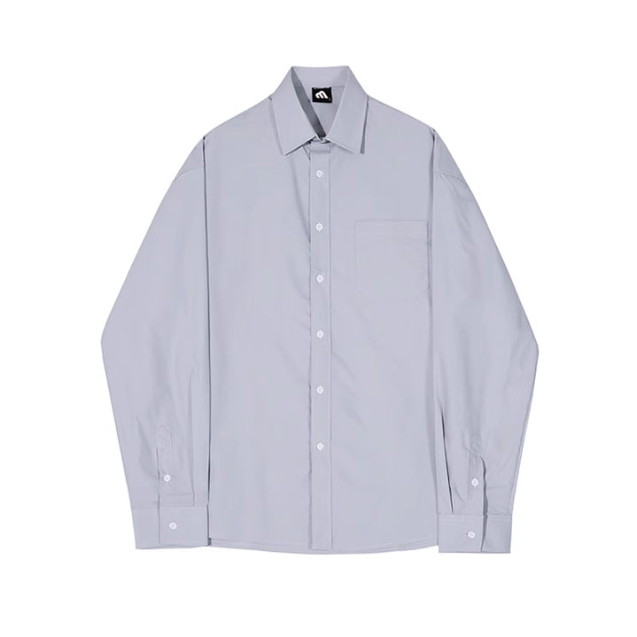 saferido -shop classy outfits men Simple Casual Shirt Men's Spring New Long-Sleeved Shirt Korean Style Loose-Fit Clothing DK Uniform Inner Wear