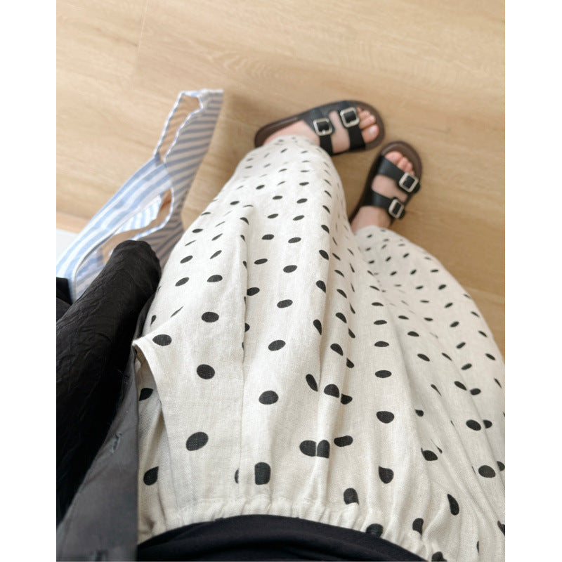 summer new Korean version of fashion temperament polka dot Harlan radish pants loose and versatile casual nine-point pants