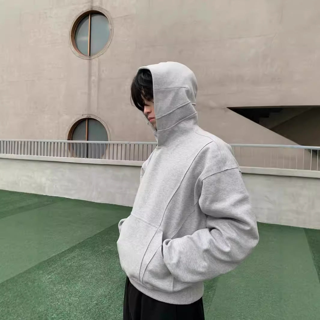 saferido men fall outfits casual American Cleanfit Stitching Deconstructing Boxy Profile Hooded Short Sweater Men's Spring and Autumn Loose Hoodie Coat