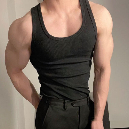 saferido      -shop mens haircut Summer Men's Cotton Thread Vest Casual Sports Base Men's Sleeveless Fitness T-shirt Stretch Muscle Vest