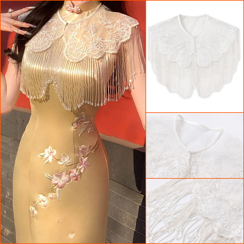 New Chinese style temperament Heavy industry versatile shawl summer high-end disc embroidery tassel outer cape cloud shoulder N4092