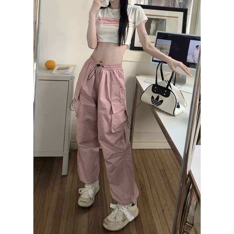 saferido starboy outfit Ins American Overalls Men's and Women's High Street Design Drawstring Loose Ankle-Tied Wide-Leg Casual Trousers