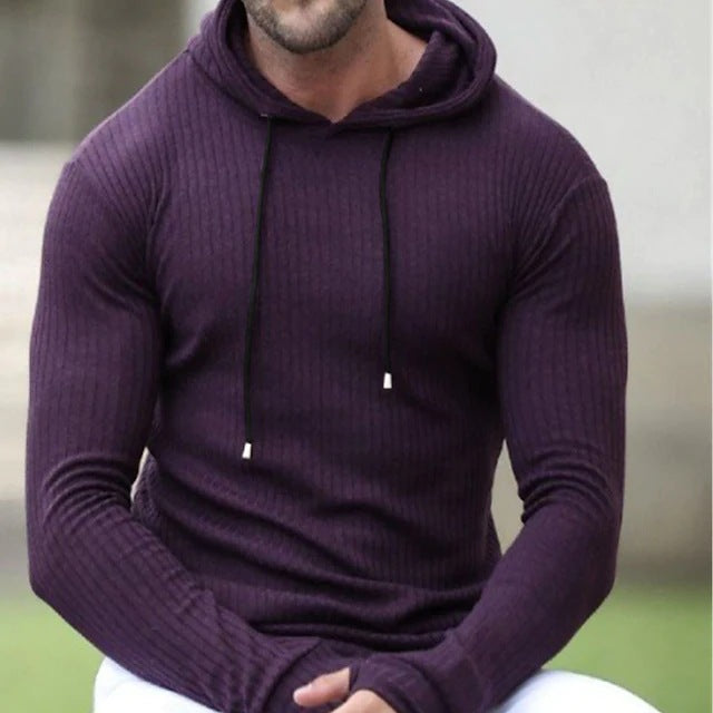 saferido -shop mens clothing styles Men's Muscle Fitness Spring and Autumn Slim Training Clothes Knitted Long-Sleeved Hoodie Pullover Jacket
