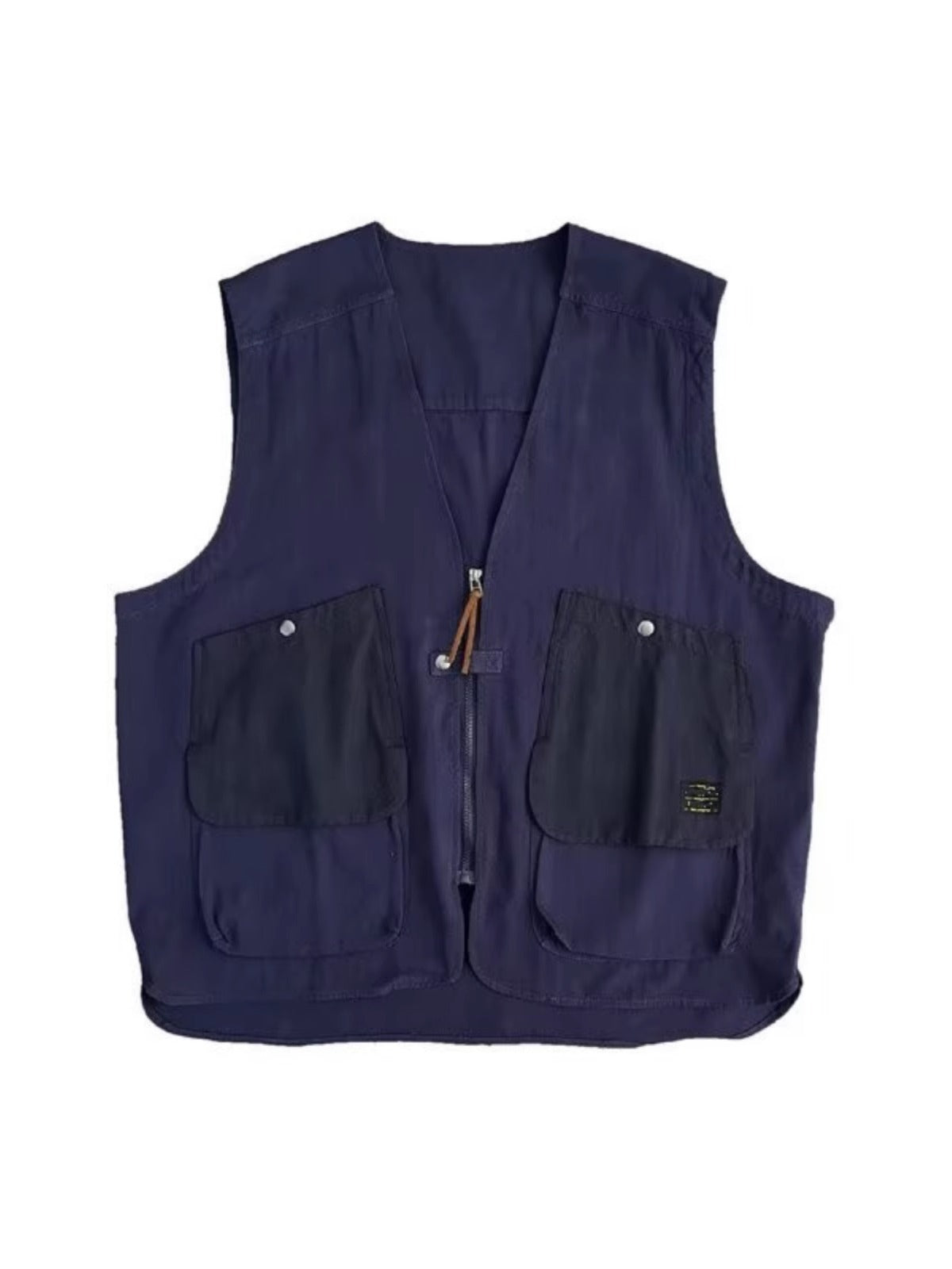 American retro CityBoy Japanese style multi-pocket workwear vest for men zipper sleeveless loose functional style vest