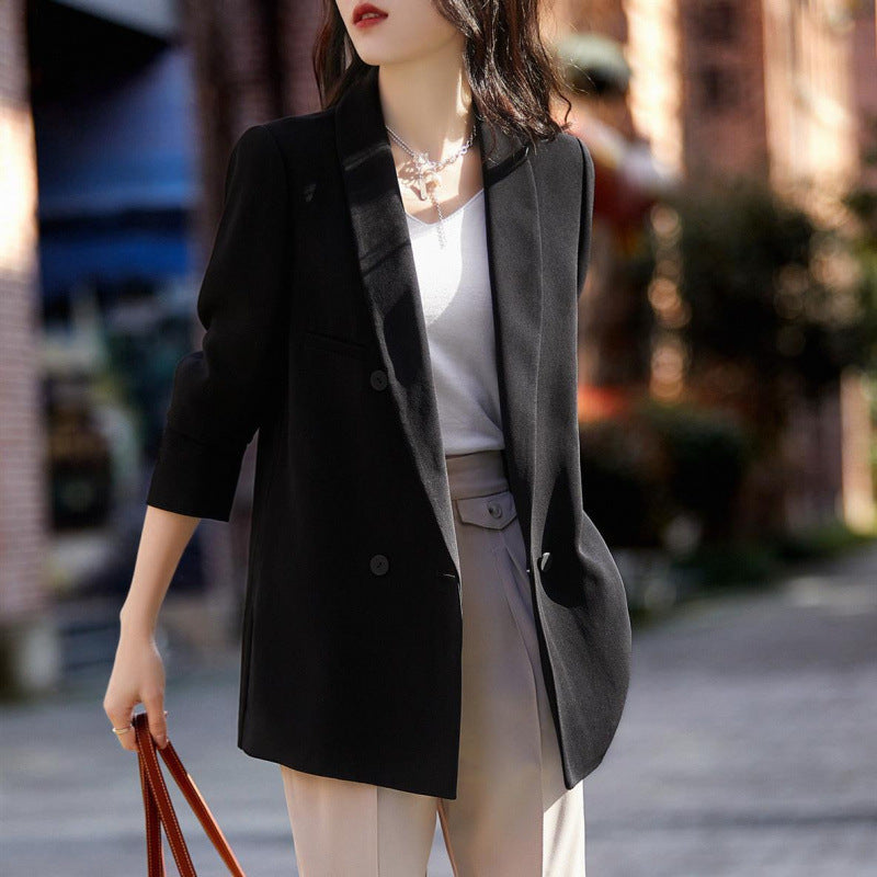 spring new Popular style fashion Korean version simple commuter temperament suit collar acetic acid vertical suit jacket tide