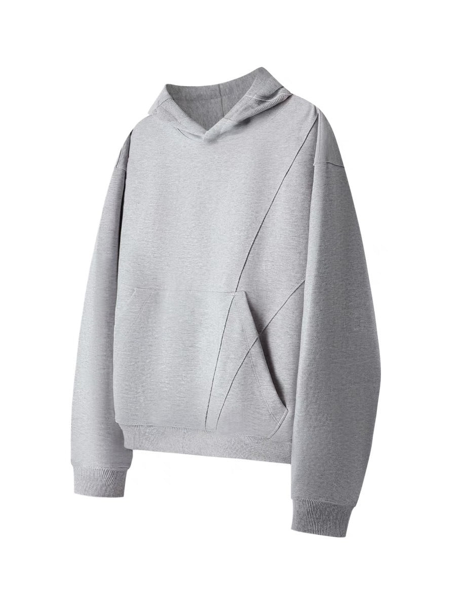 saferido men fall outfits casual American Cleanfit Stitching Deconstructing Boxy Profile Hooded Short Sweater Men's Spring and Autumn Loose Hoodie Coat