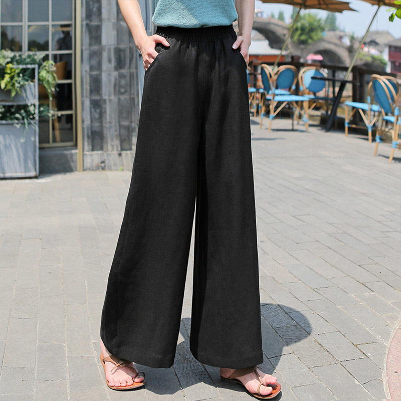 summer new temperament Popular wide-leg pants women's high waist thin pendant feeling loose casual versatile trousers