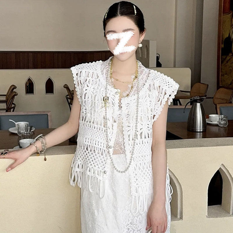 New Chinese style new Guofeng heavy industry lace design temperament long sleeve hollow v neck thin top N3027