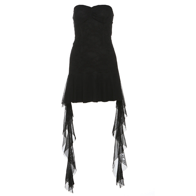 2025 style 2025 spring new women's clothing elegant solid color slim tassel hem design dress