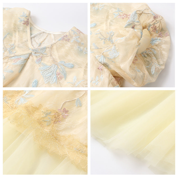 spring and summer high-end new national style embroidery embroidery lace light luxury suspender dress two-piece set N4001
