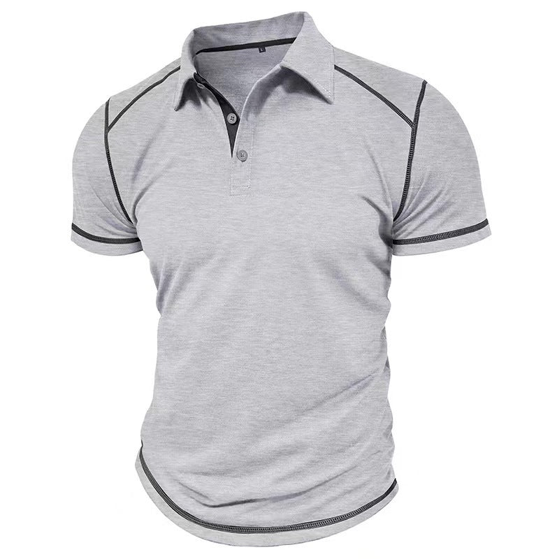 Summer Men's Lapel Polo Clothes Contrast Color Polo Shirt European and American T-shirts for Men