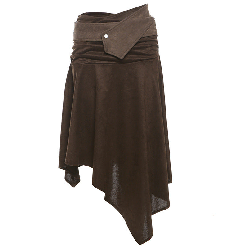 2025 style popular autumn new women's clothing high waist pleated irregular hem elegant and elegant skirt